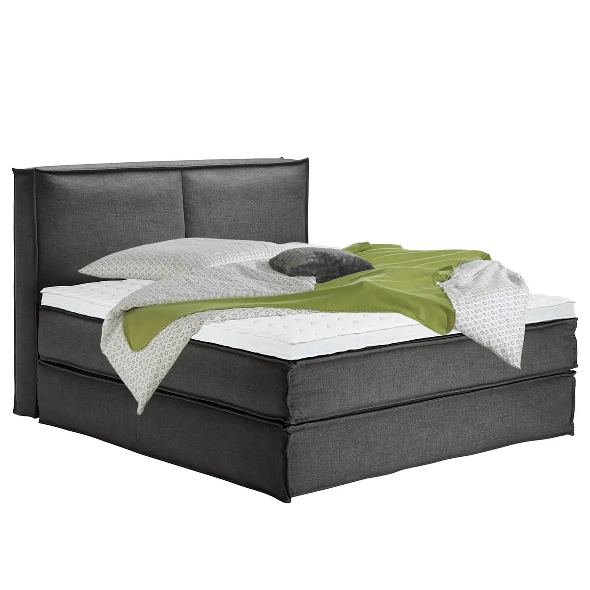 Premium Boxspringbett mit Kopfteil | Grau