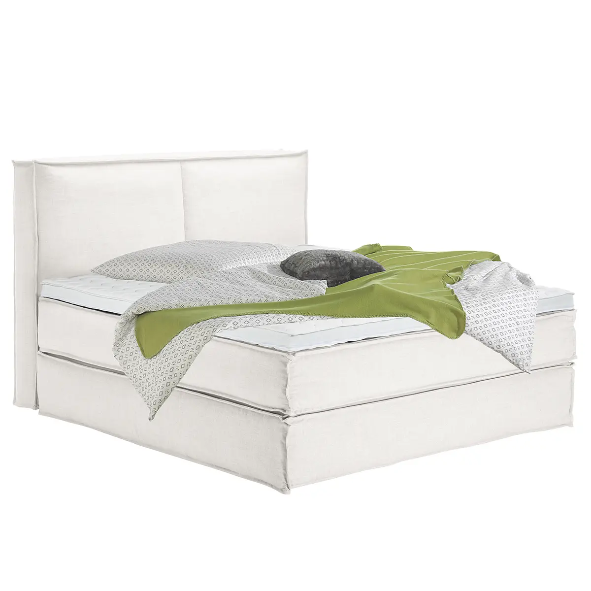 Premium Boxspringbett mit Kopfteil | Weiß
