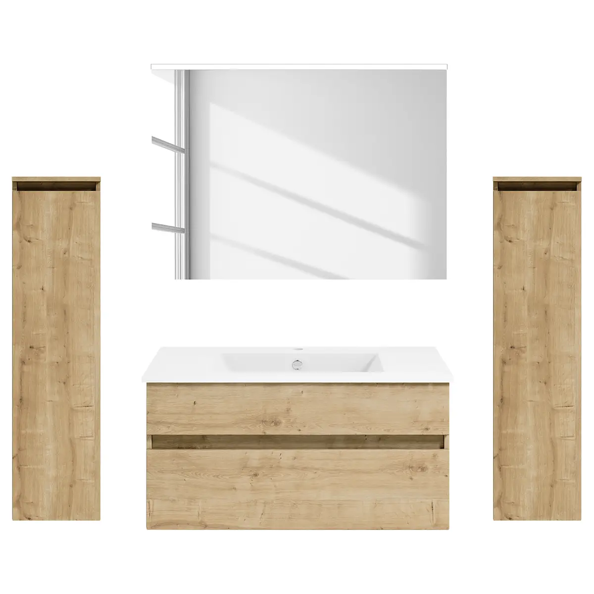 Badset Get2You 4-teilig Kombi A 150cm Braun/Eiche Dekor | Braun
