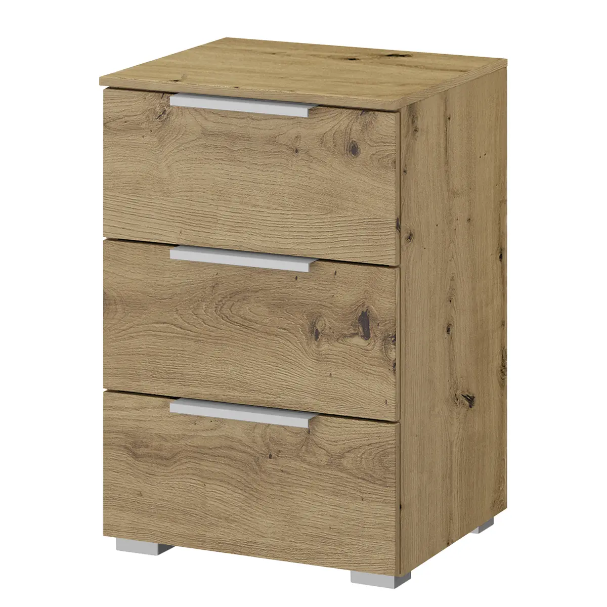 Nachtkommode x3 40cm Braun/Eiche Artisan Dekor Aluminium | Braun