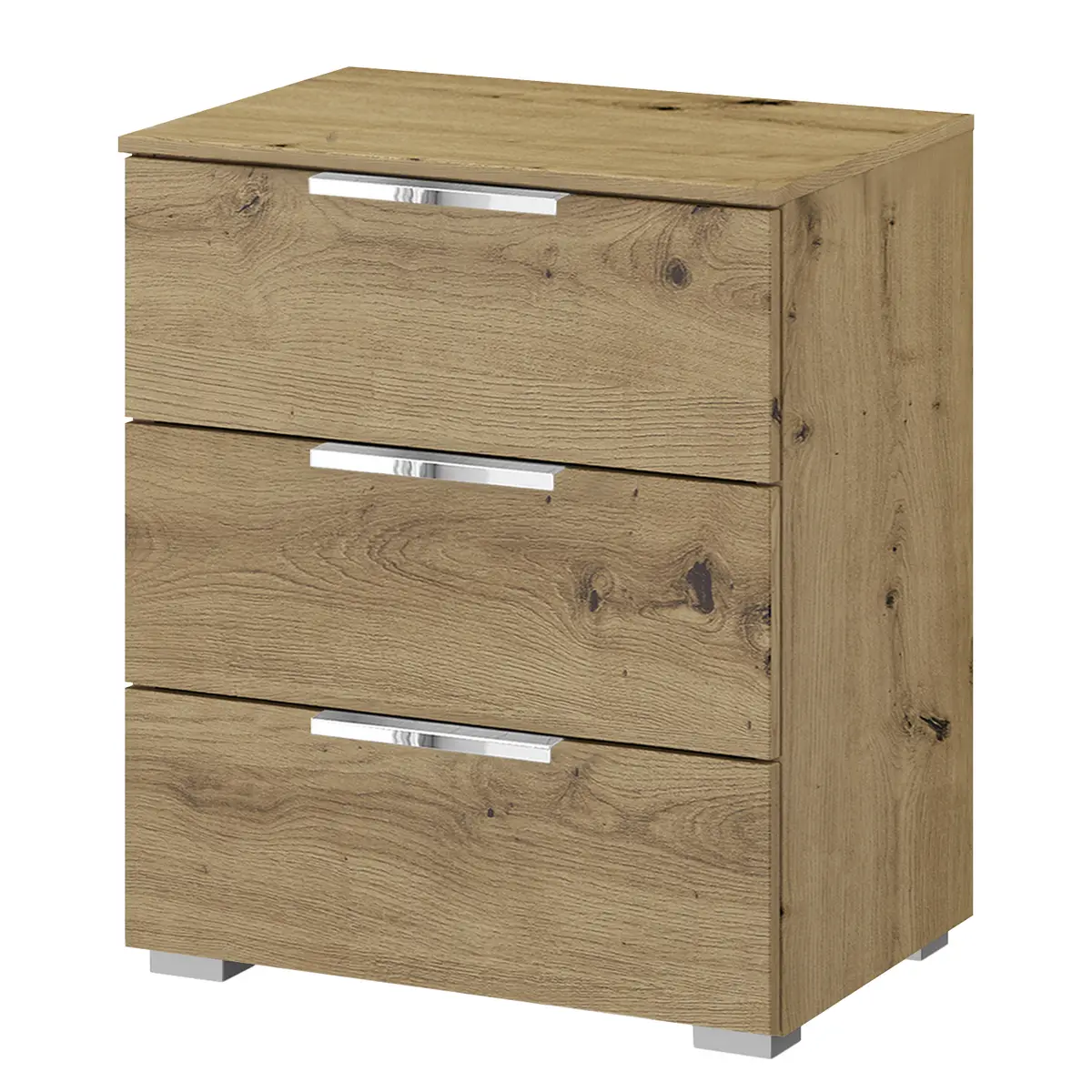 Nachtkommode x3 50cm Braun/Eiche Artisan Dekor Chrom | Braun