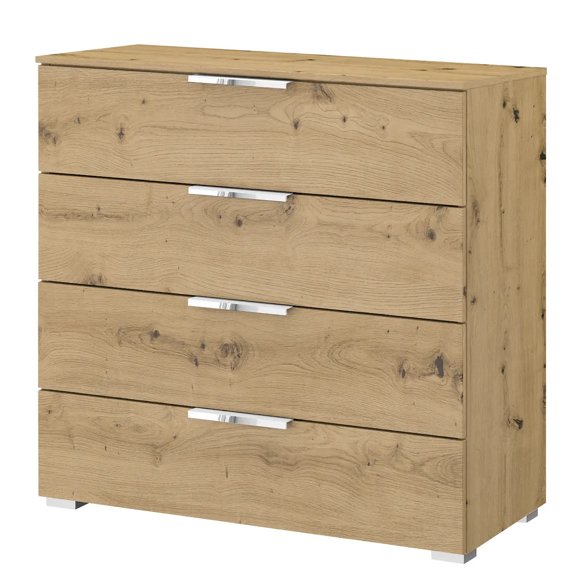 Kommode x4 80cm Braun/Eiche Artisan Dekor Chrom | Braun