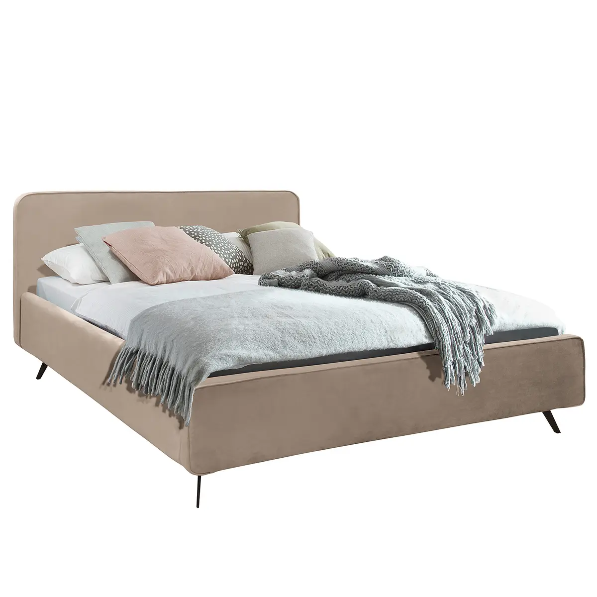 Polsterbett KARELIA 200 x 200cm Samt Ravi Beige | Beige