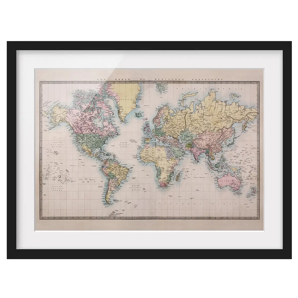 Bild Vintage Weltkarte um 1850 II | Beige