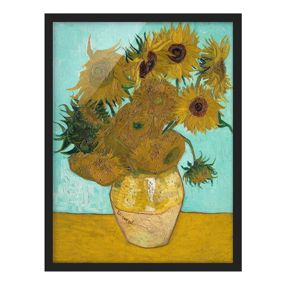Bild van Gogh Vase mit Sonnenblumen | Gelb