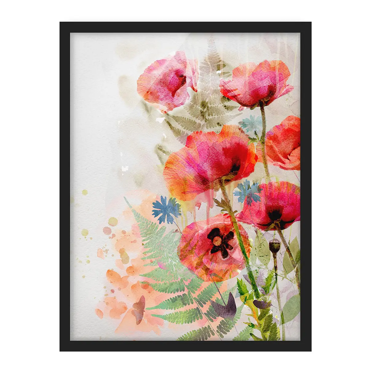 Bild Aquarell Blumen Mohn | Rot