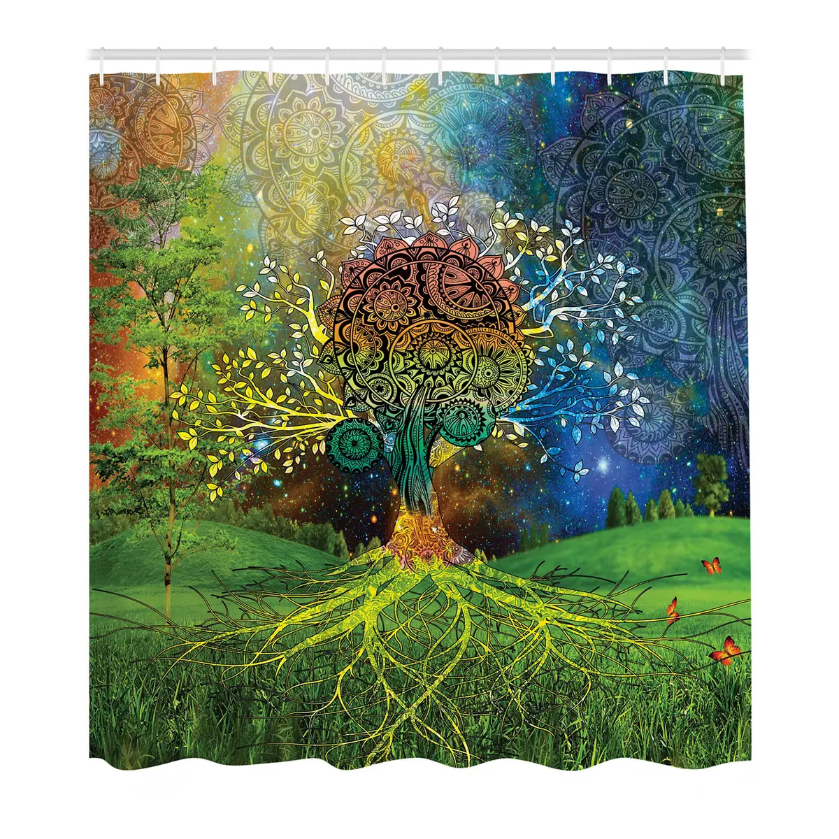 Duschvorhang Mutter Erde Webstoff Multicolor | Mehrfarbig