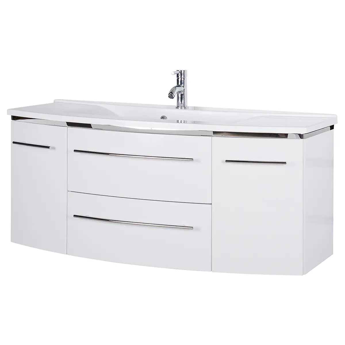 Waschtisch 3040 I 122cm Weiß/Hochglanz Weiß | Weiß