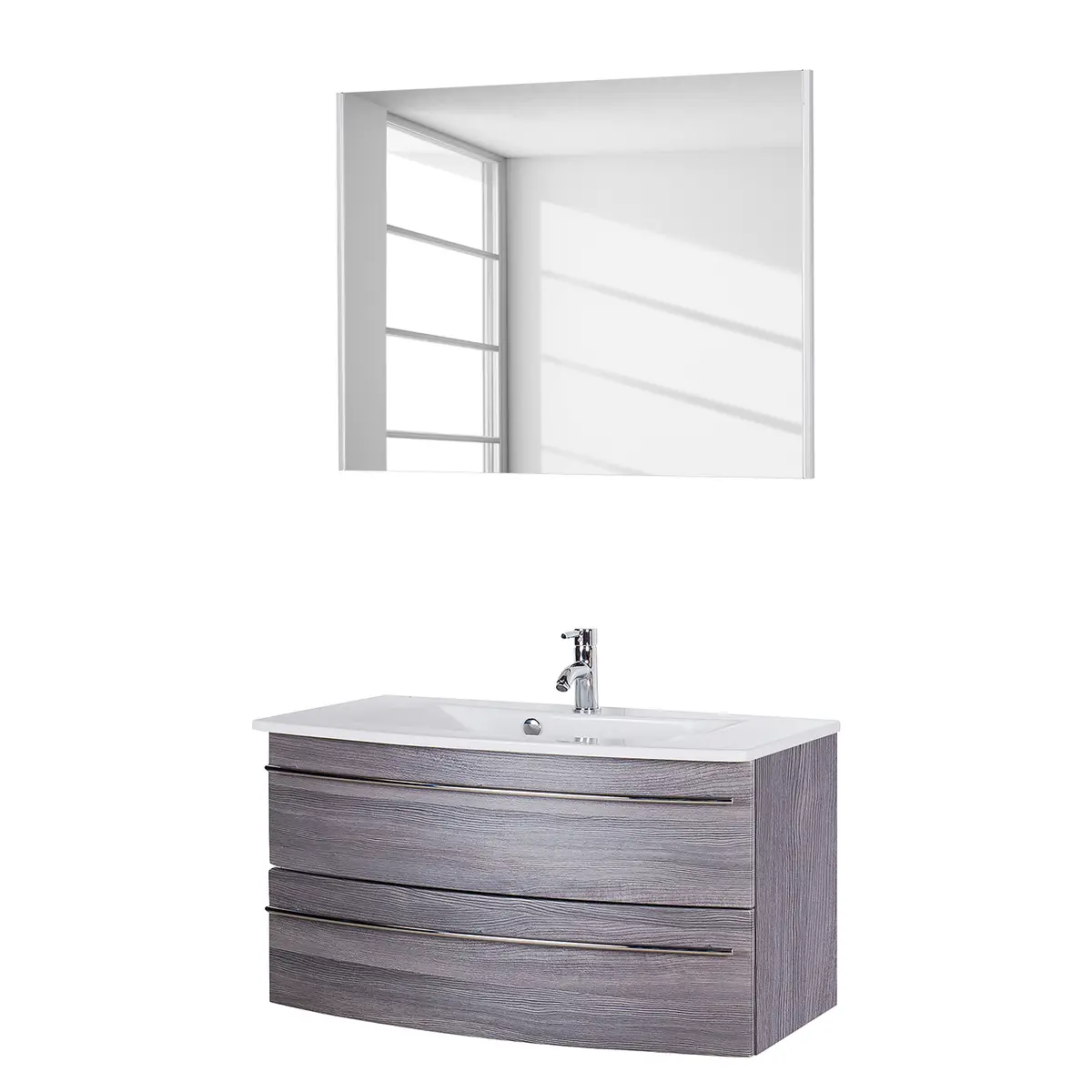Badezimmerset 4040 IX 2-teilig 91cm Grau/Weiß/Graphit | Grau