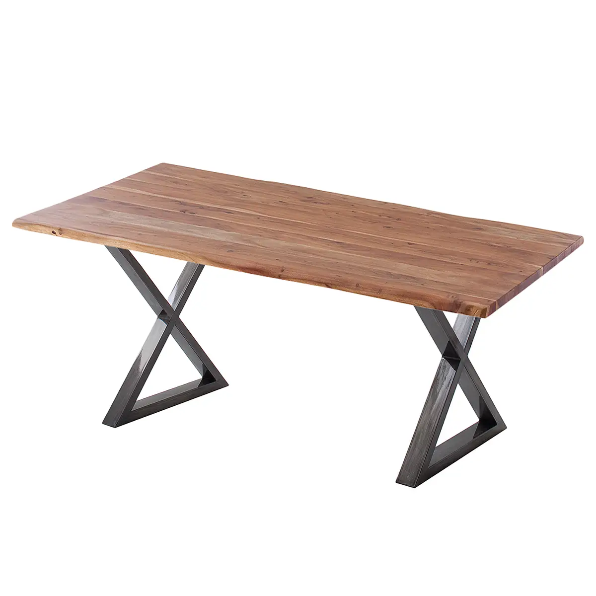 Massiver Baumkanten-Schreibtisch 140cm Braun/Akazie Braun