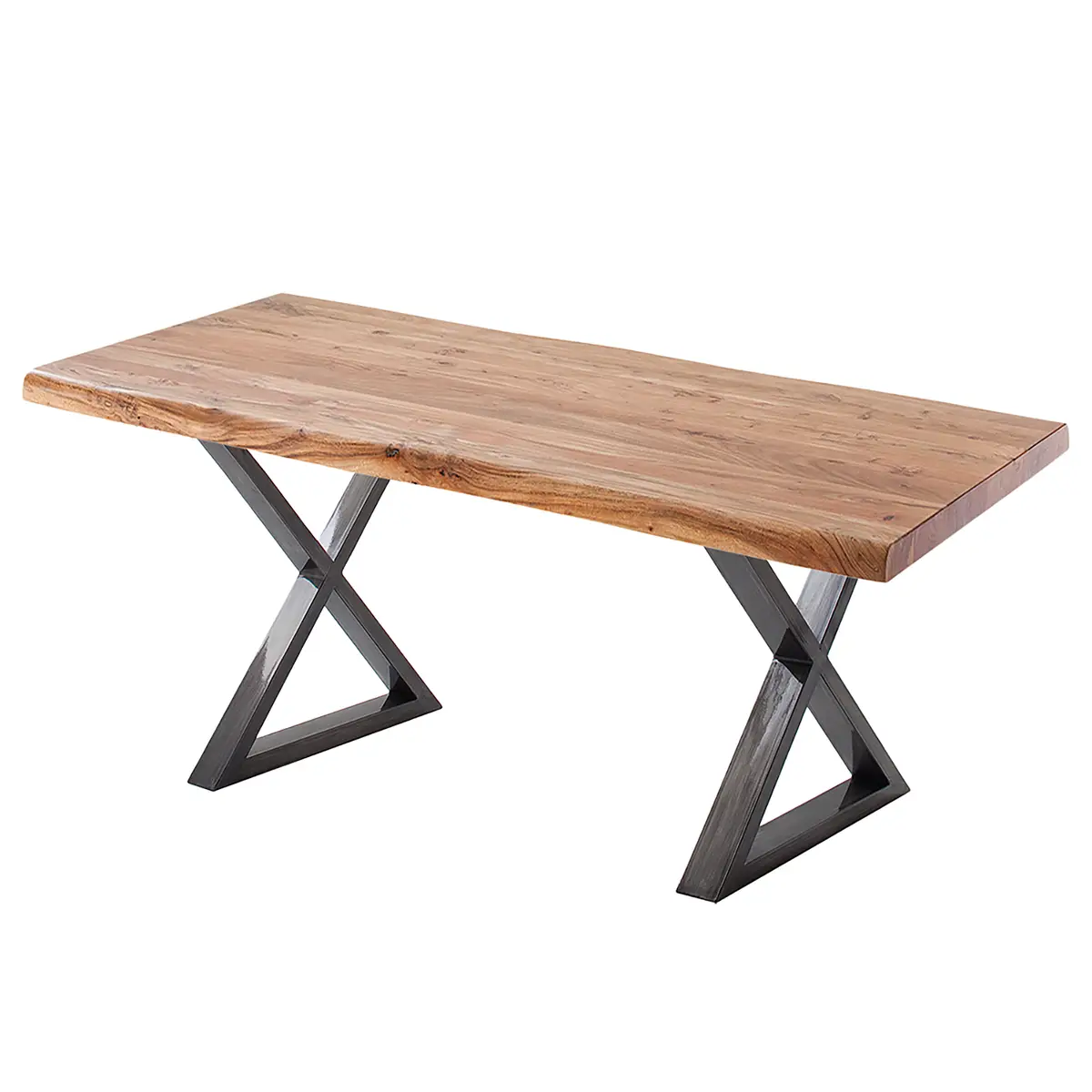 Massiver Baumkanten-Schreibtisch 120cm Braun/Akazie Braun