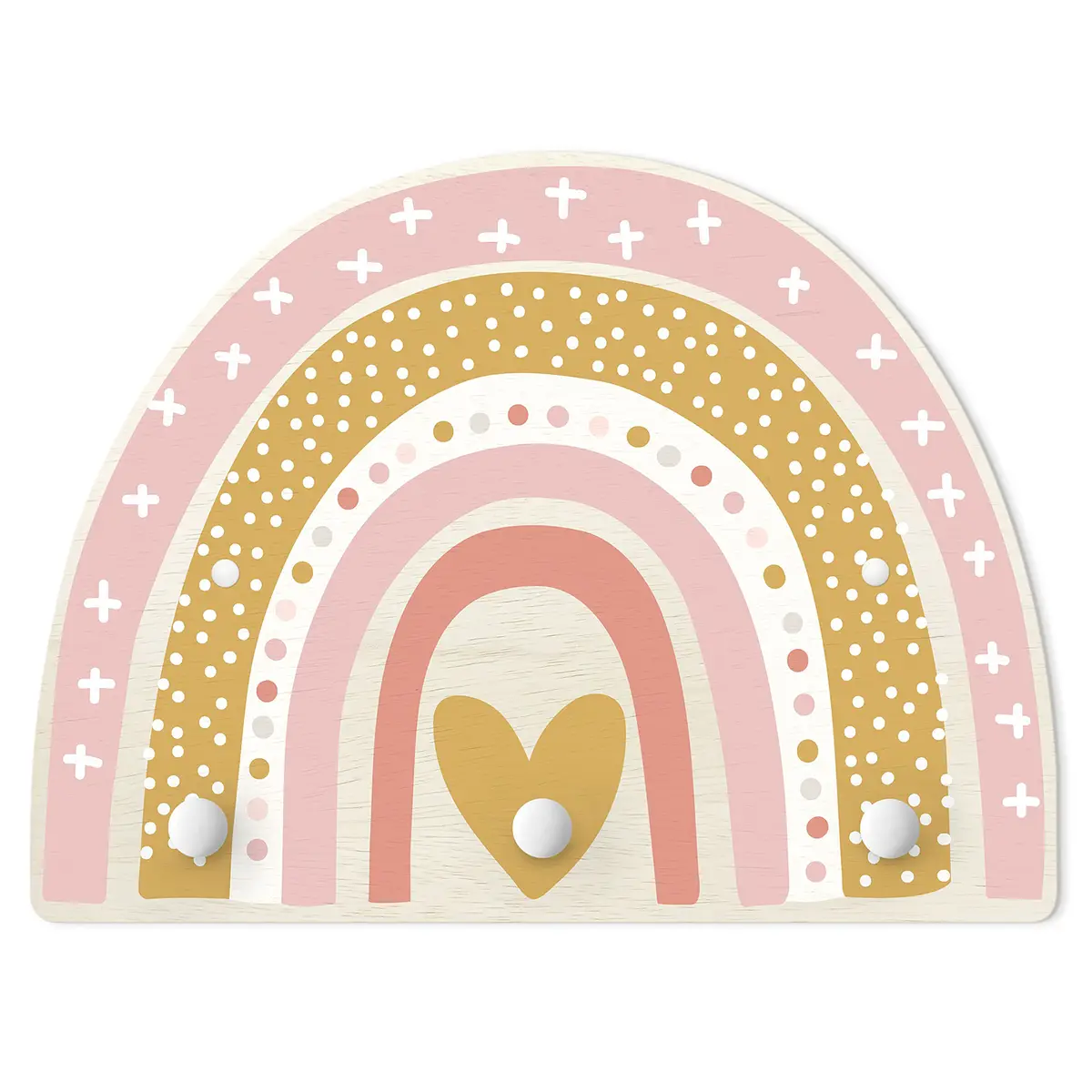 Kindergarderobe Regenbogen Punkte Herz | Rosa