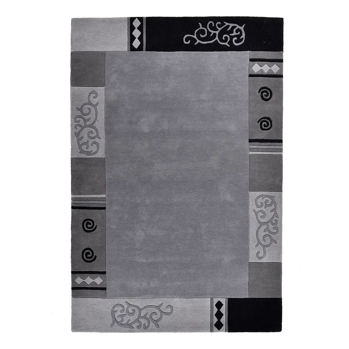 Wollteppich Ambadi Grau/Grau 90 x 160cm Wolle | Grau