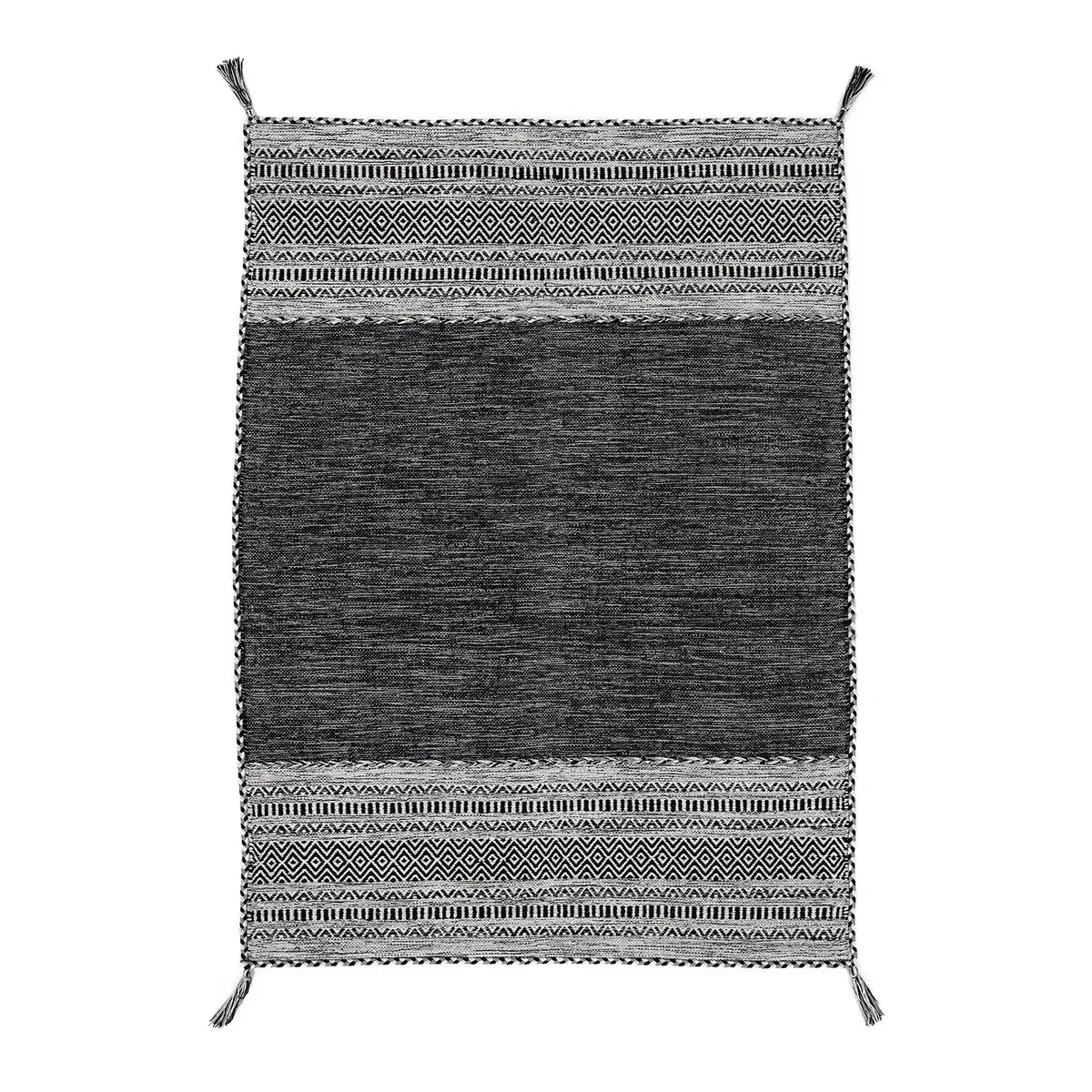 Flachgewebeteppich Schwarz/Schwarz 200 x 290cm | Schwarz