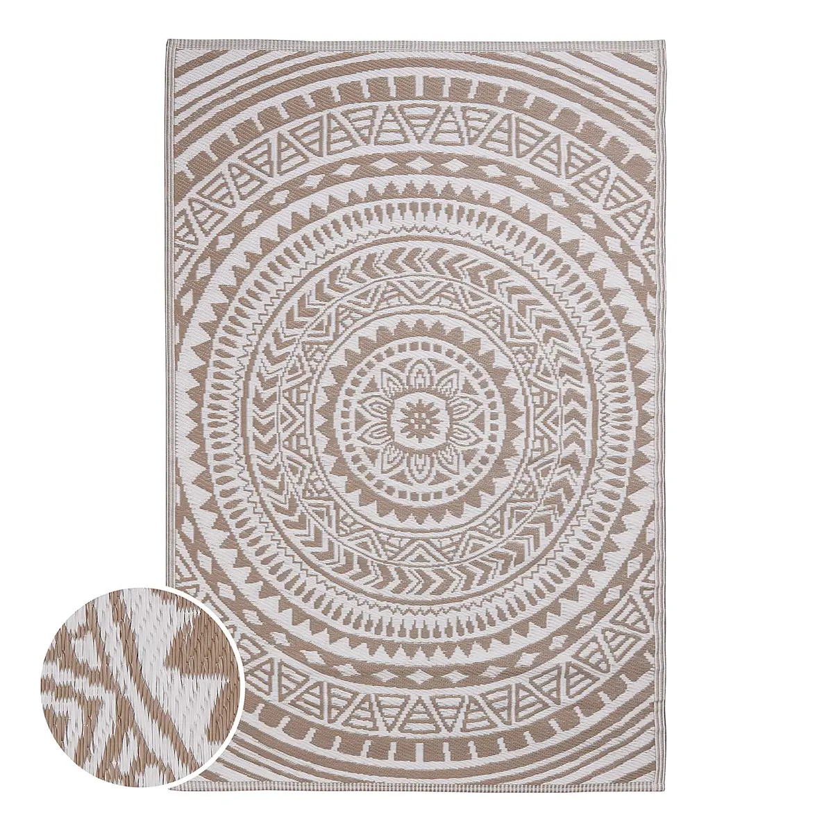 COLOUR CLASH Circles Beige/Beige Polypropylen Teppich | Beige