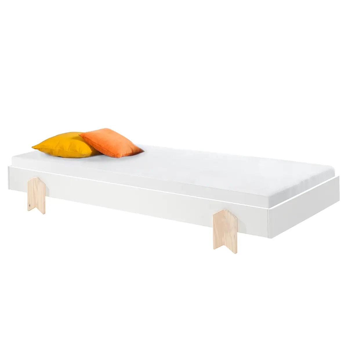 Einzelbett Modulo Pfeil 90 x 200cm Weiß/Weiß | Weiß