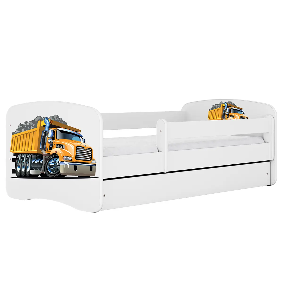 Kinderbett LKW 80 x 180 cm mit Lattenrost Weiß | Weiß