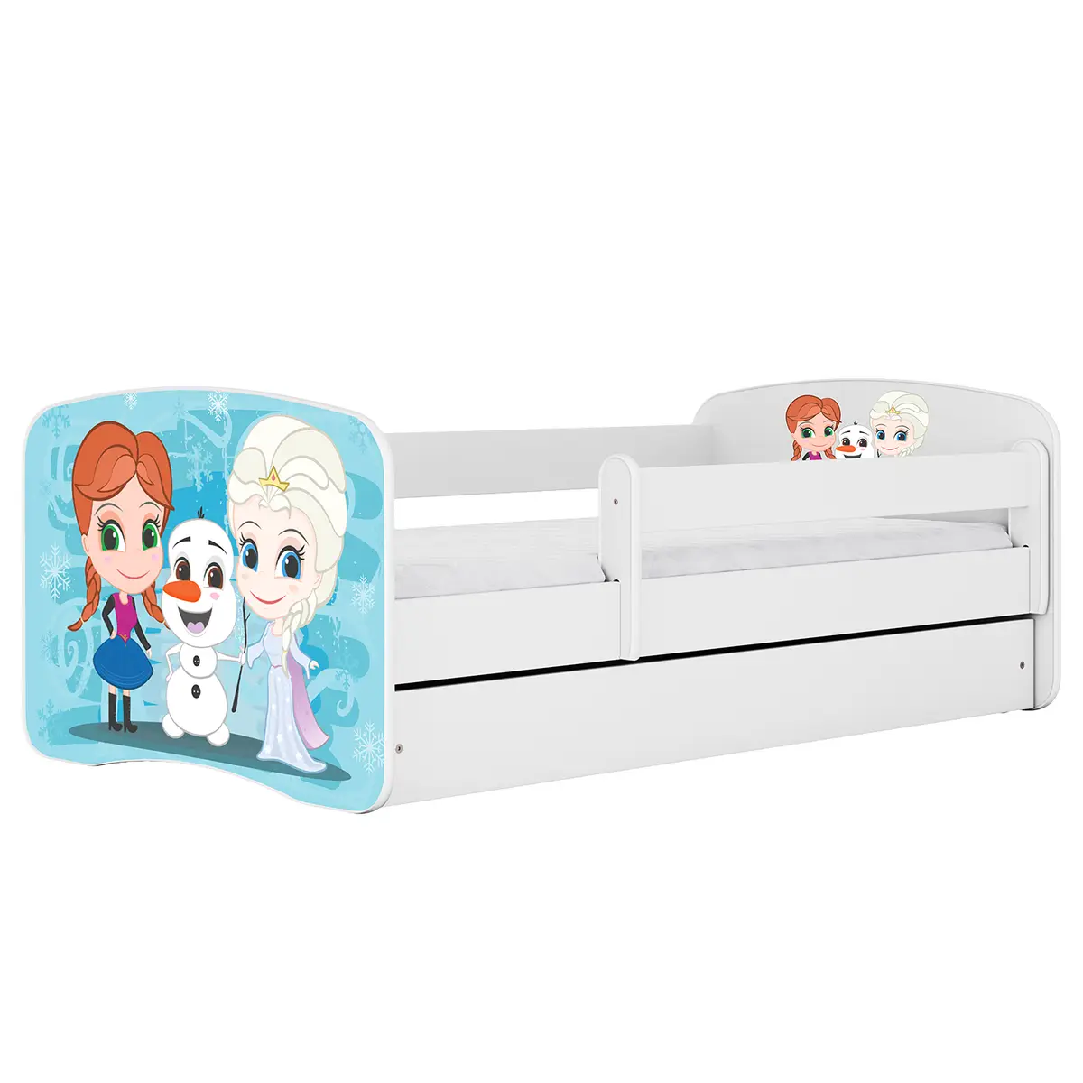 Kinderbett Frozen 80 x 160cm mit Lattenrost Weiß/Weiß | Weiß