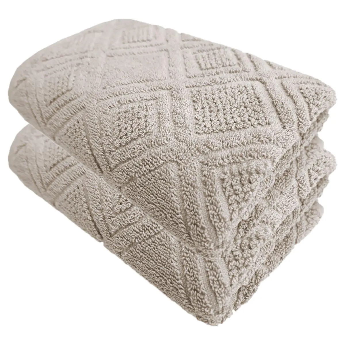 Handtuch-Set Mosaik 2er-Set 50 x 100cm Beige/Cappuccino | Beige