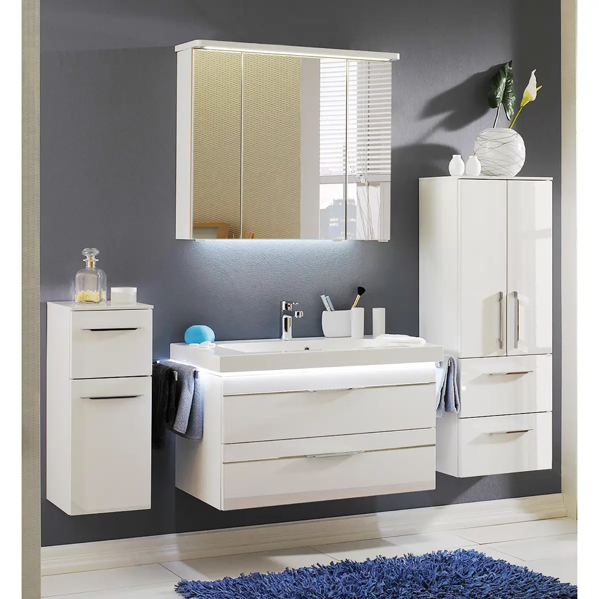 Badezimmerset Balto VIII 4-teilig 182cm Weiß | Weiß