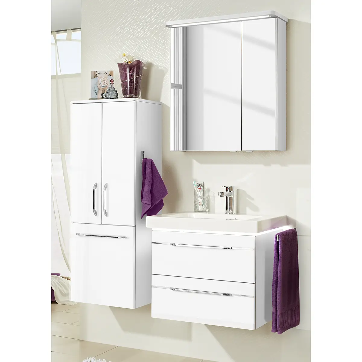 Badezimmerset Balto VI 3-teilig 111cm Weiß | Weiß