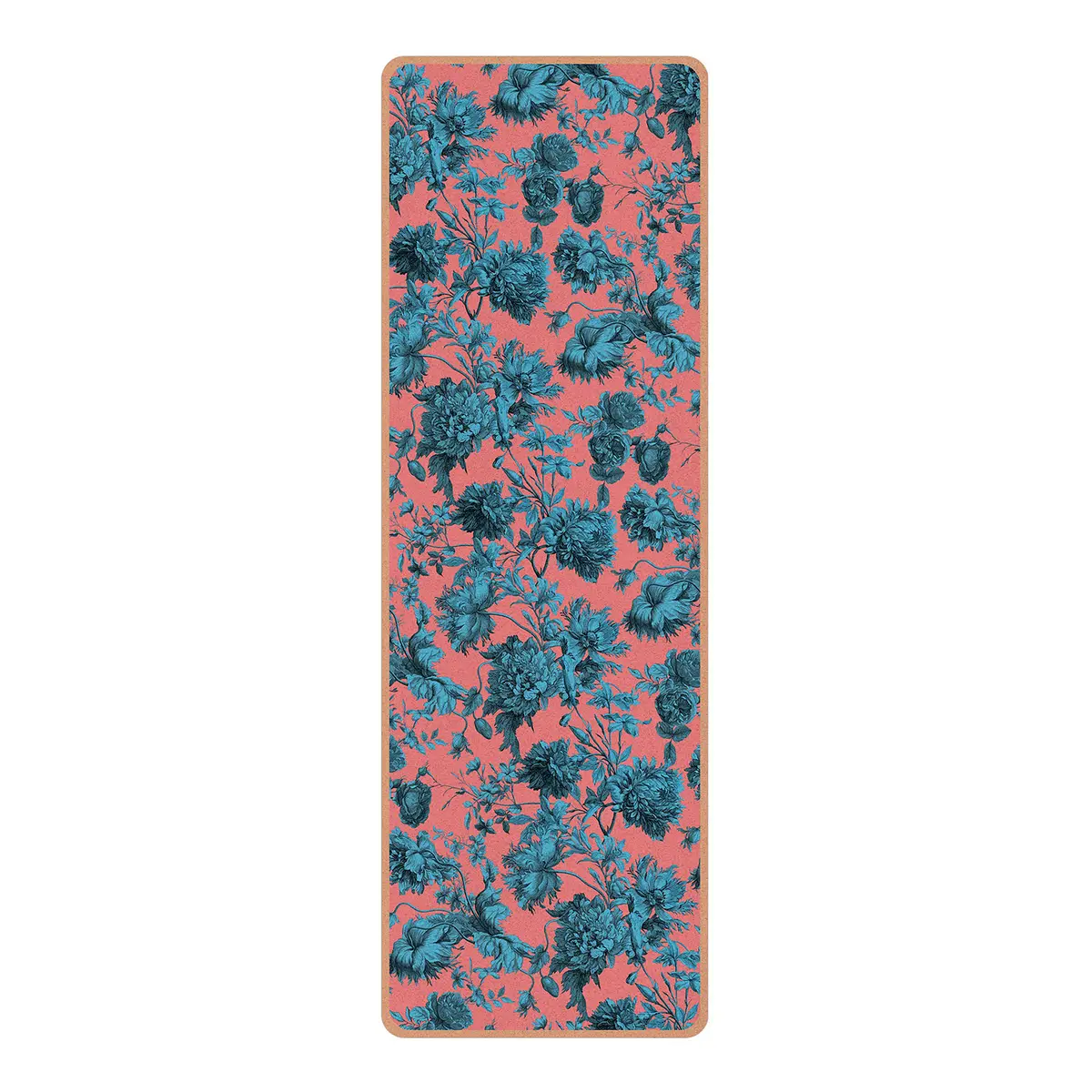 Läufer/Yogamatte Floraler Kupferstich | Türkis