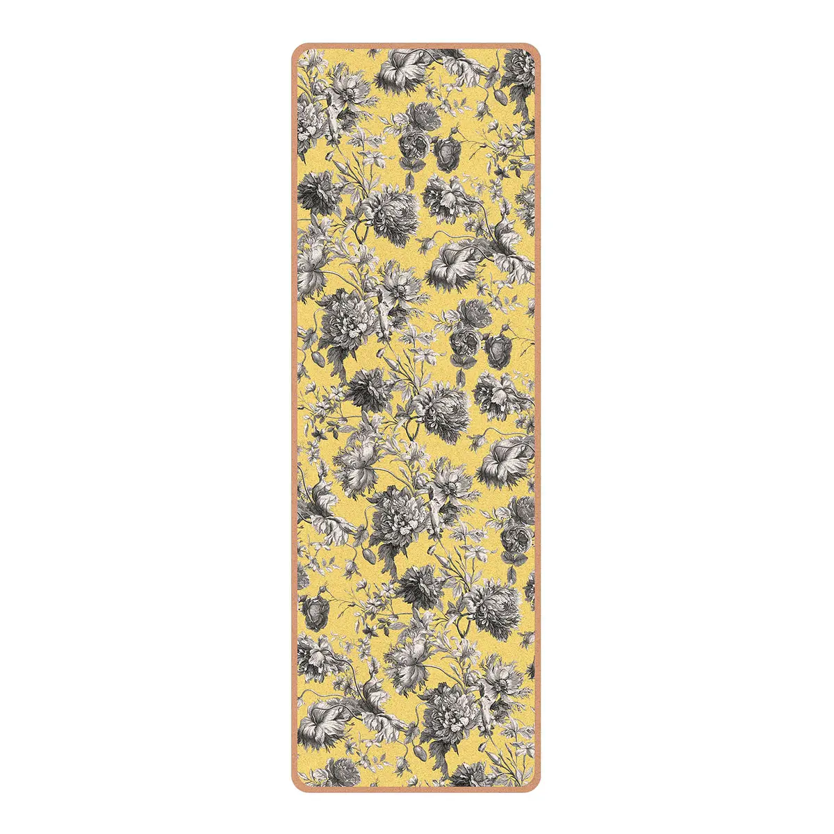 Läufer/Yogamatte Floraler Kupferstich | Gelb