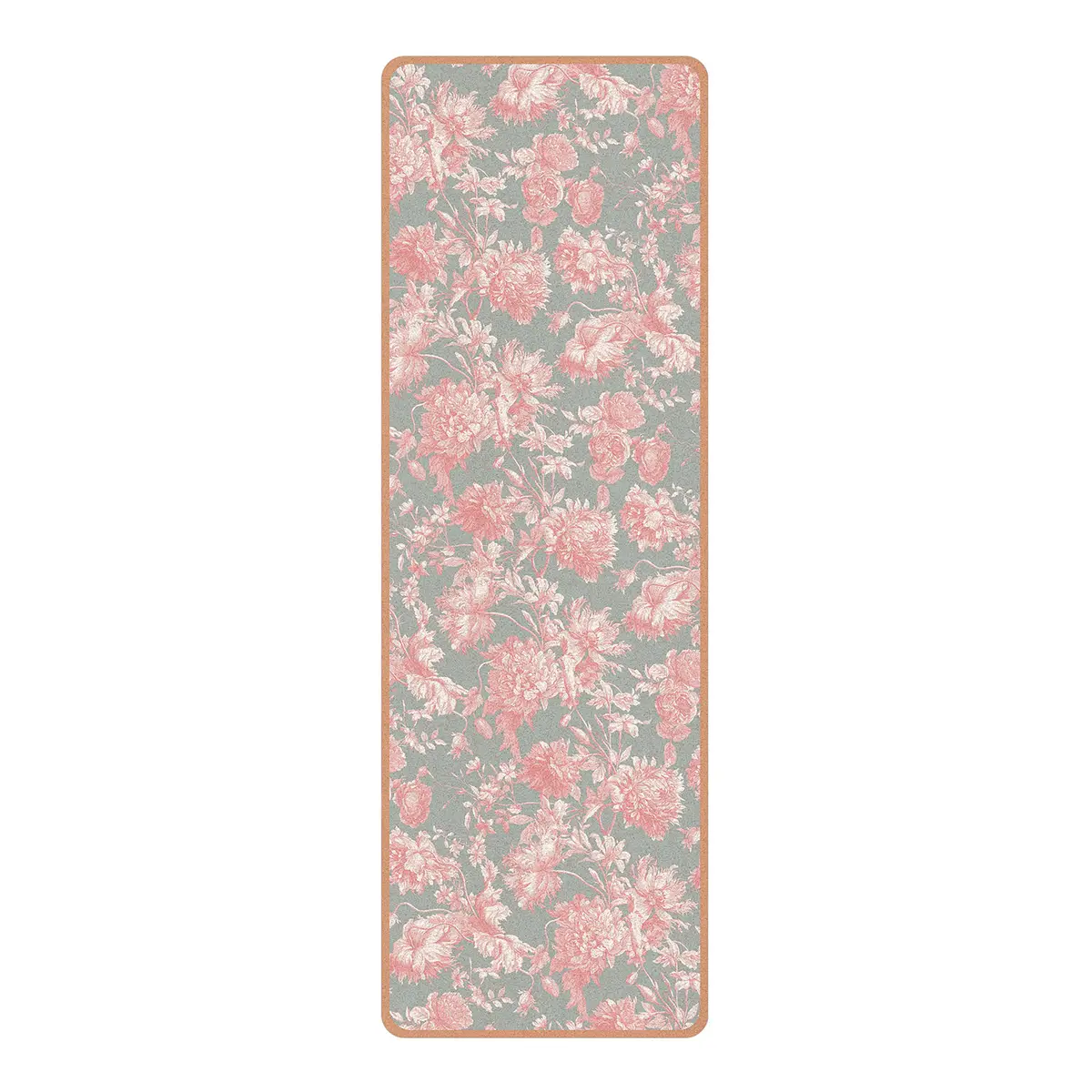 Läufer/Yogamatte Floraler Kupferstich | Grau