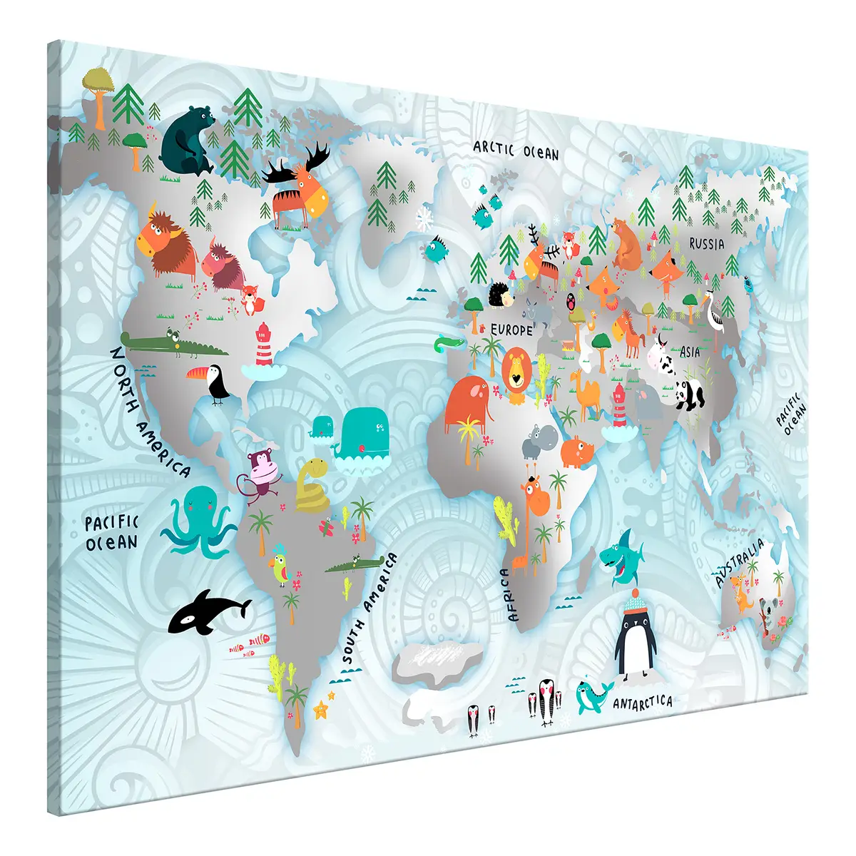 Wandbild Fairytale Map Leinen Multicolor | Mehrfarbig