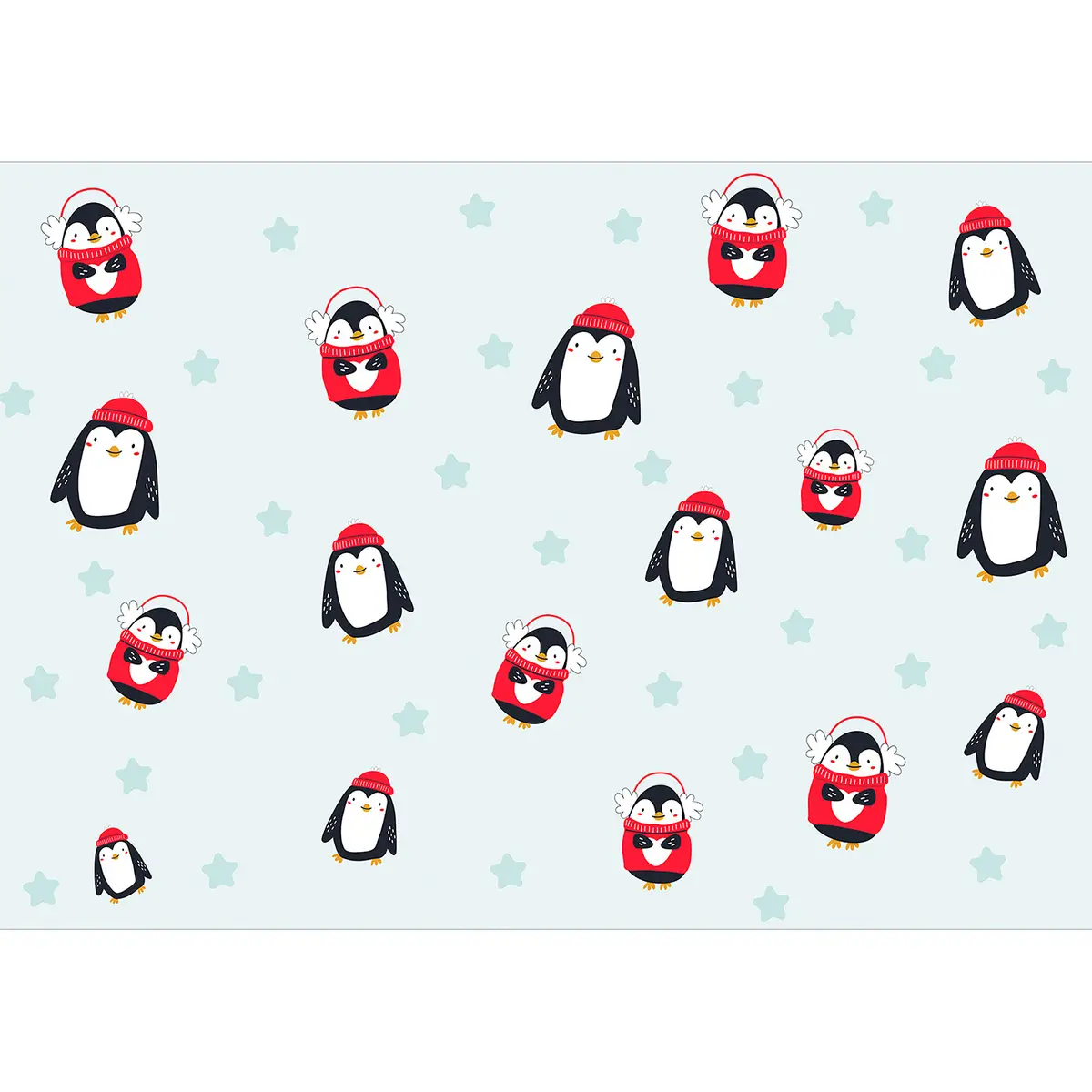 Vlies Fototapete Brawling Penguins | Blau