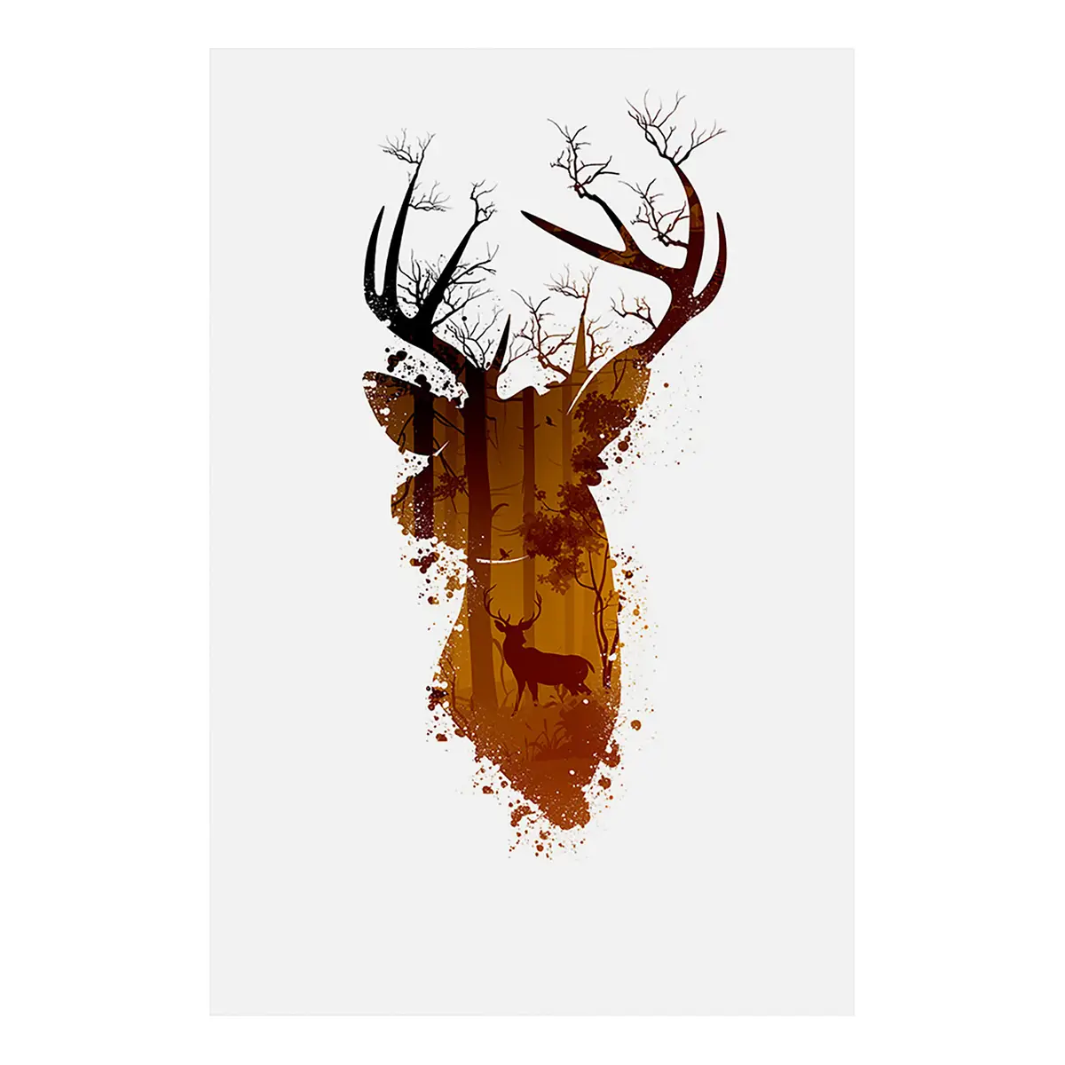 Wandbild Deer in the Morning | Weiß