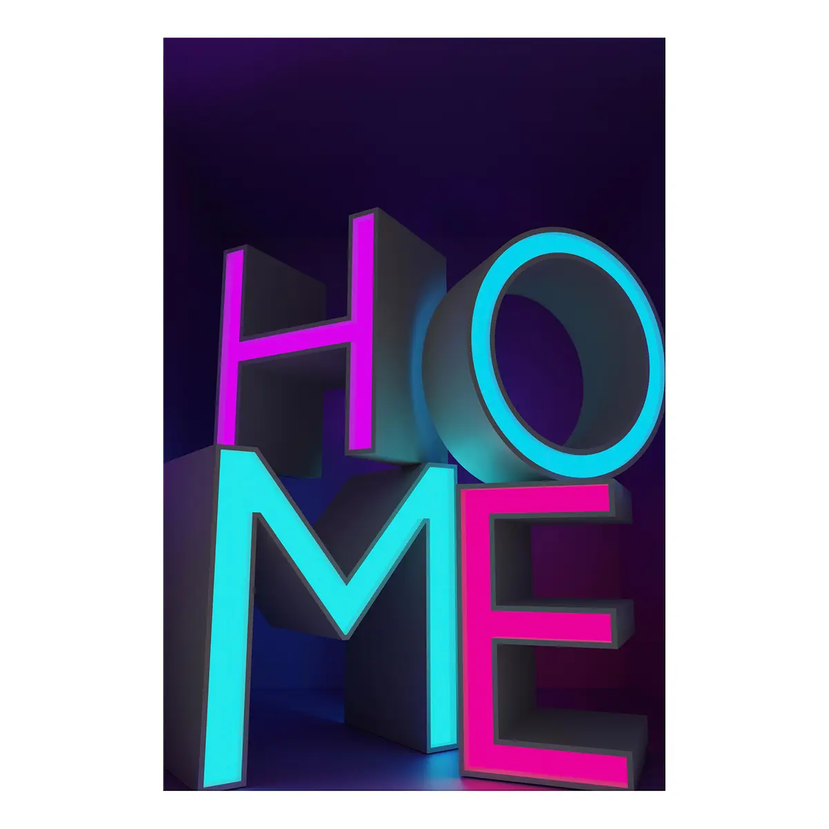 Wandbild Home Neon Leinen Violett 60 x 90cm | Lila