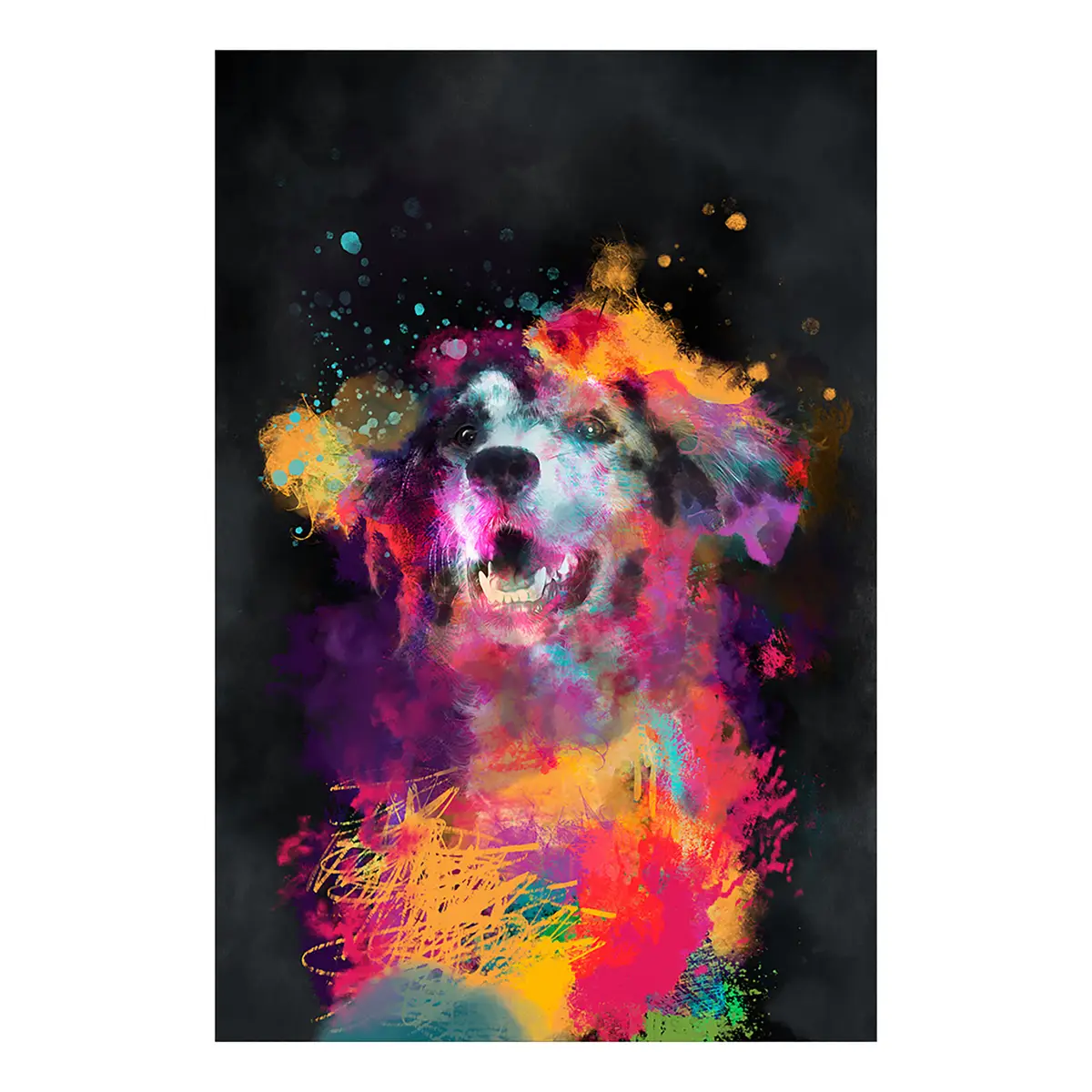 Wandbild Dogs Joy Leinen Multicolor 60 x 90cm | Mehrfarbig