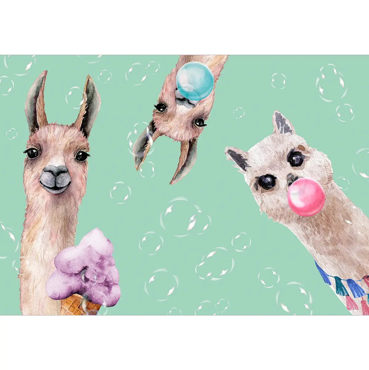 Vlies Fototapete Crazy Llamas 400cm | Mehrfarbig