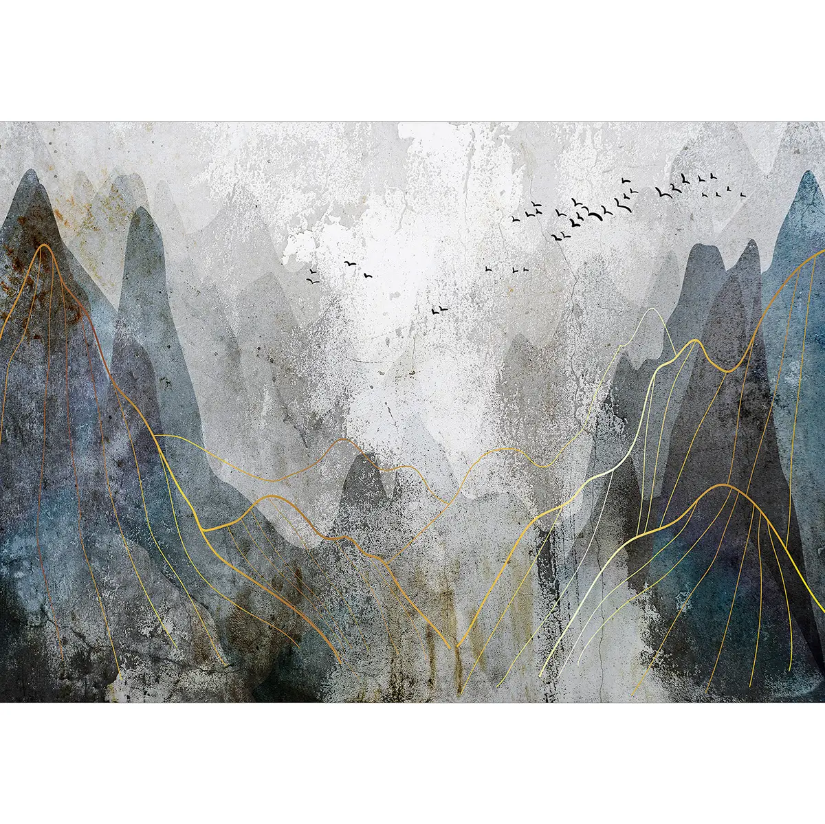 Vlies Fototapete Misty Mountain Pass | Grau