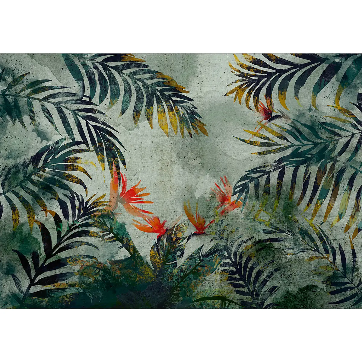 Vlies Fototapete Jungle Flowers 300cm | Mehrfarbig