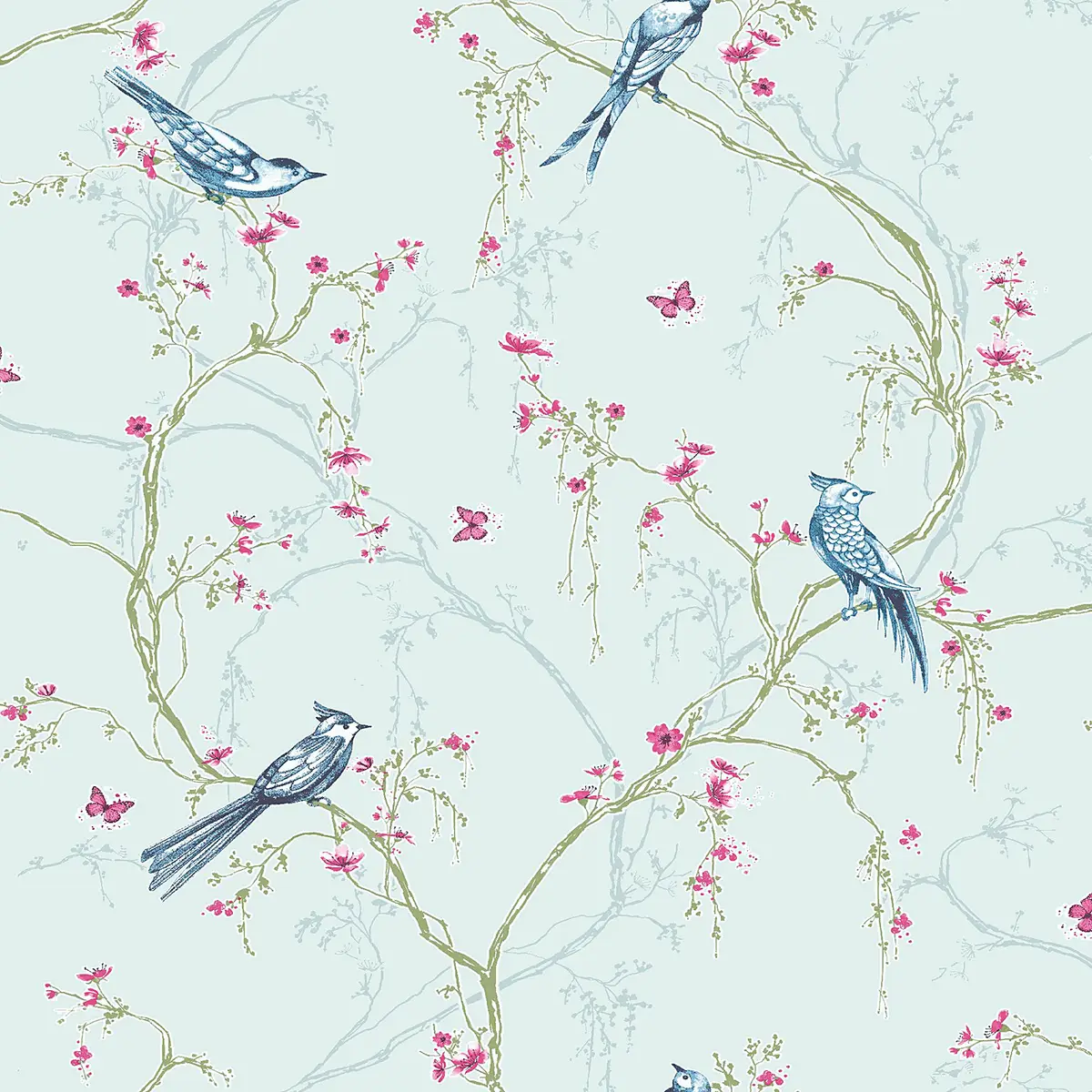 Vliestapete Birdies | Blau