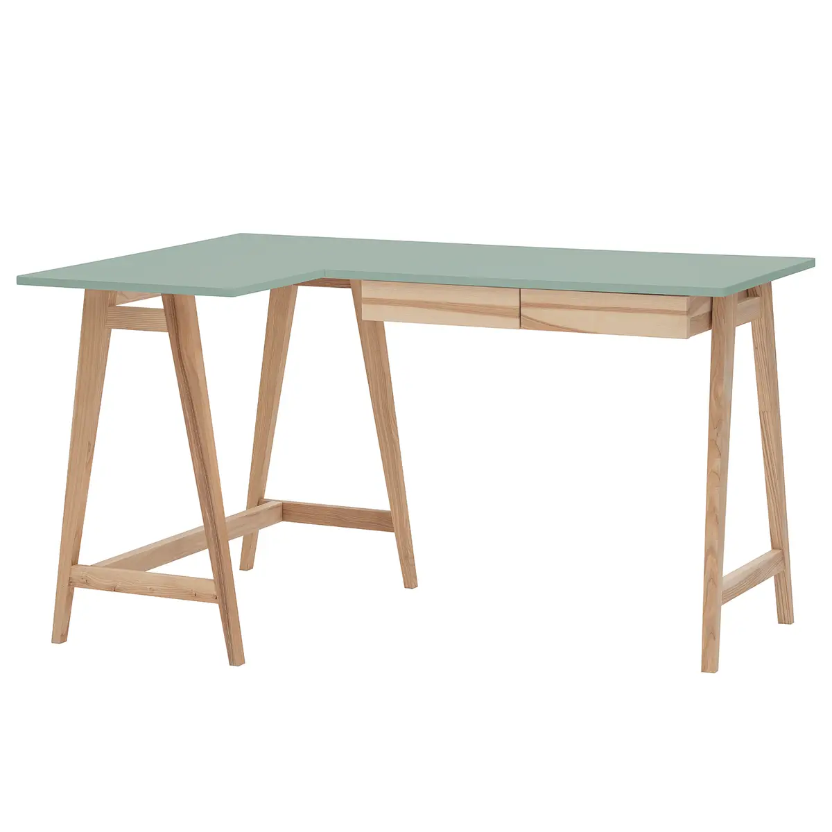 Eckschreibtisch 135cm Schublade rechts Grün/Mintgrün | Grün