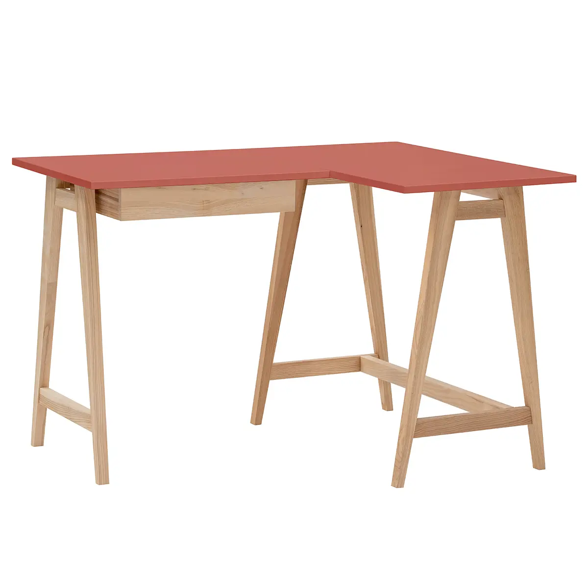 Eckschreibtisch 115cm Schublade links Pink/Altrosa | Rosa