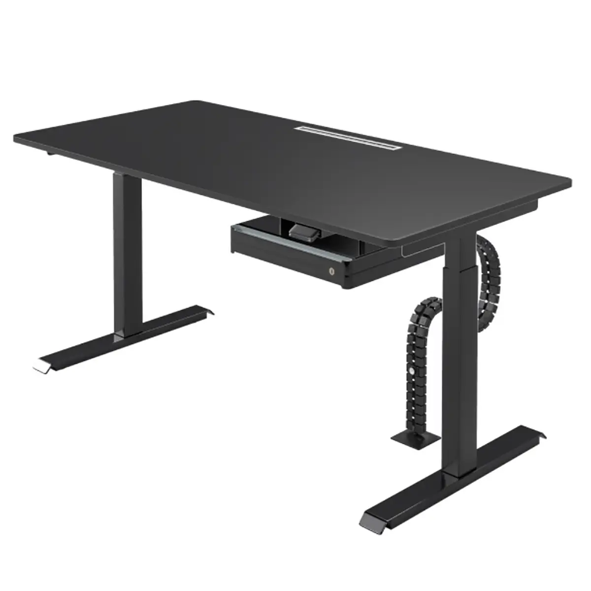 Schreibtisch Warnes II 140cm Schwarz/Schwarz | Schwarz