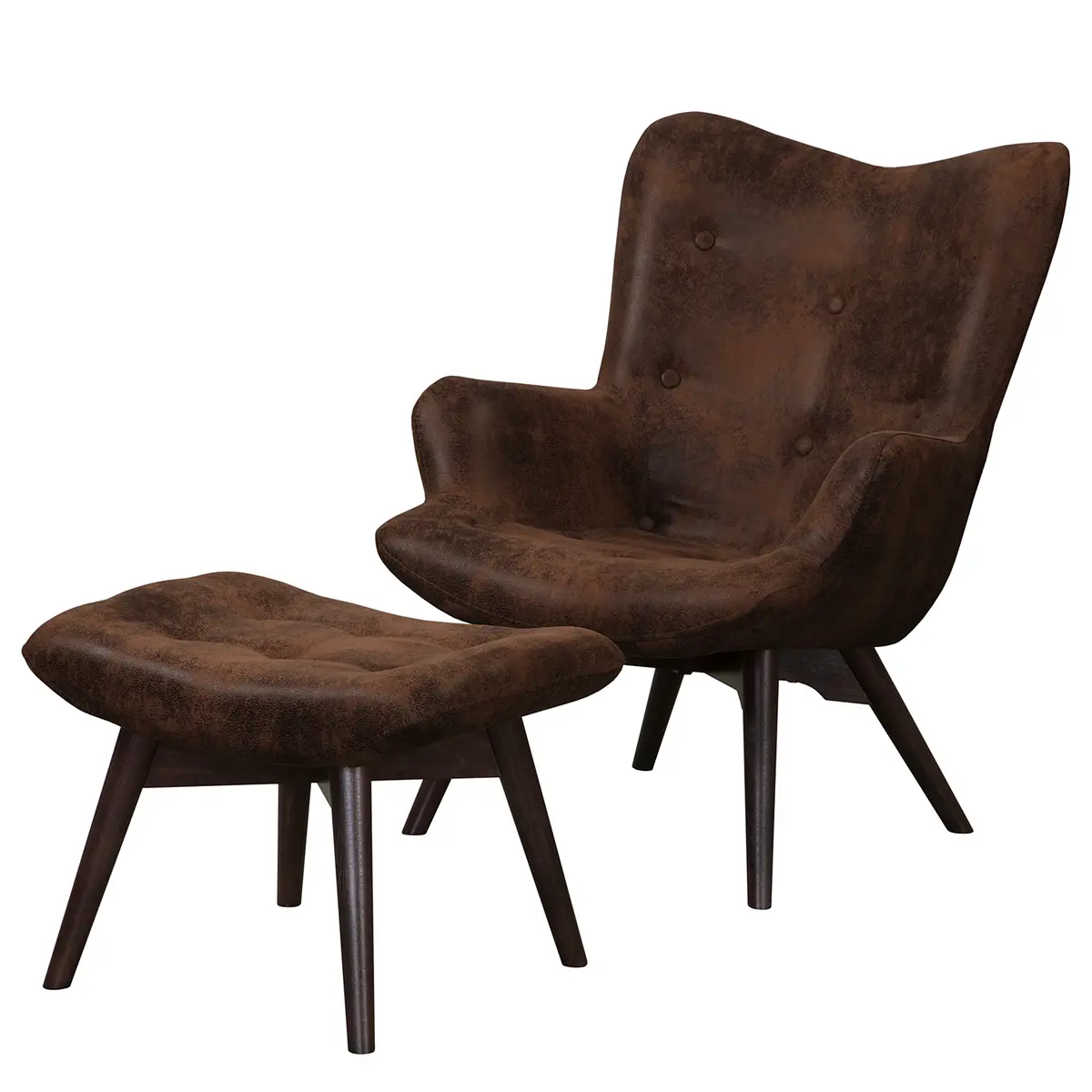 Sessel Braun Microfaser Goda mit Hocker | Braun