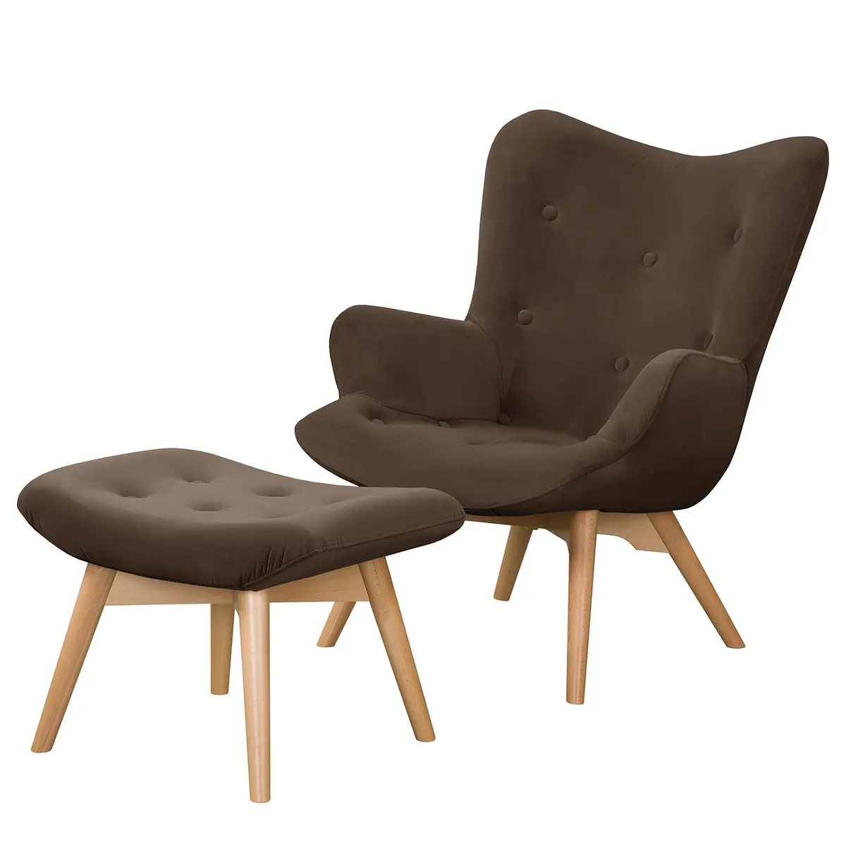 Sessel Vaia mit Hocker | Braun