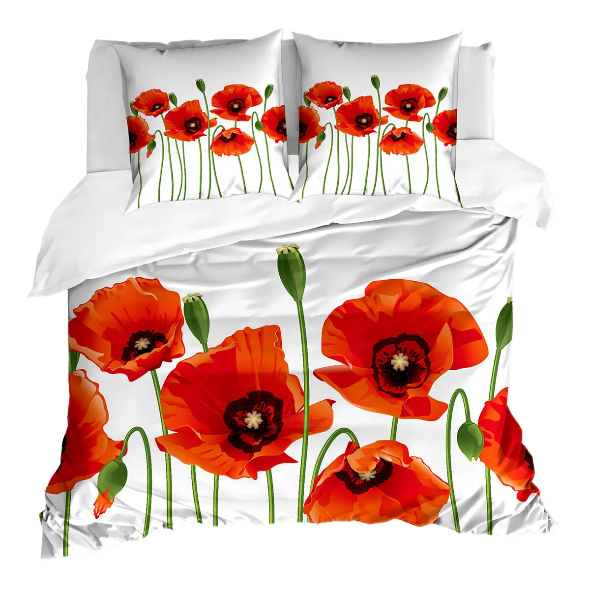 Bettwäsche Blumen 155 x 220 cm + 2 Kissen 80 x 80 cm Rot | Rot
