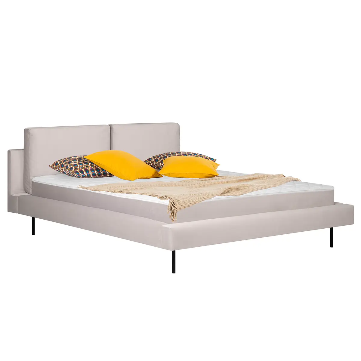Polsterbett Manu 140 x 200cm Samt Sadia Beige/Creme | Beige