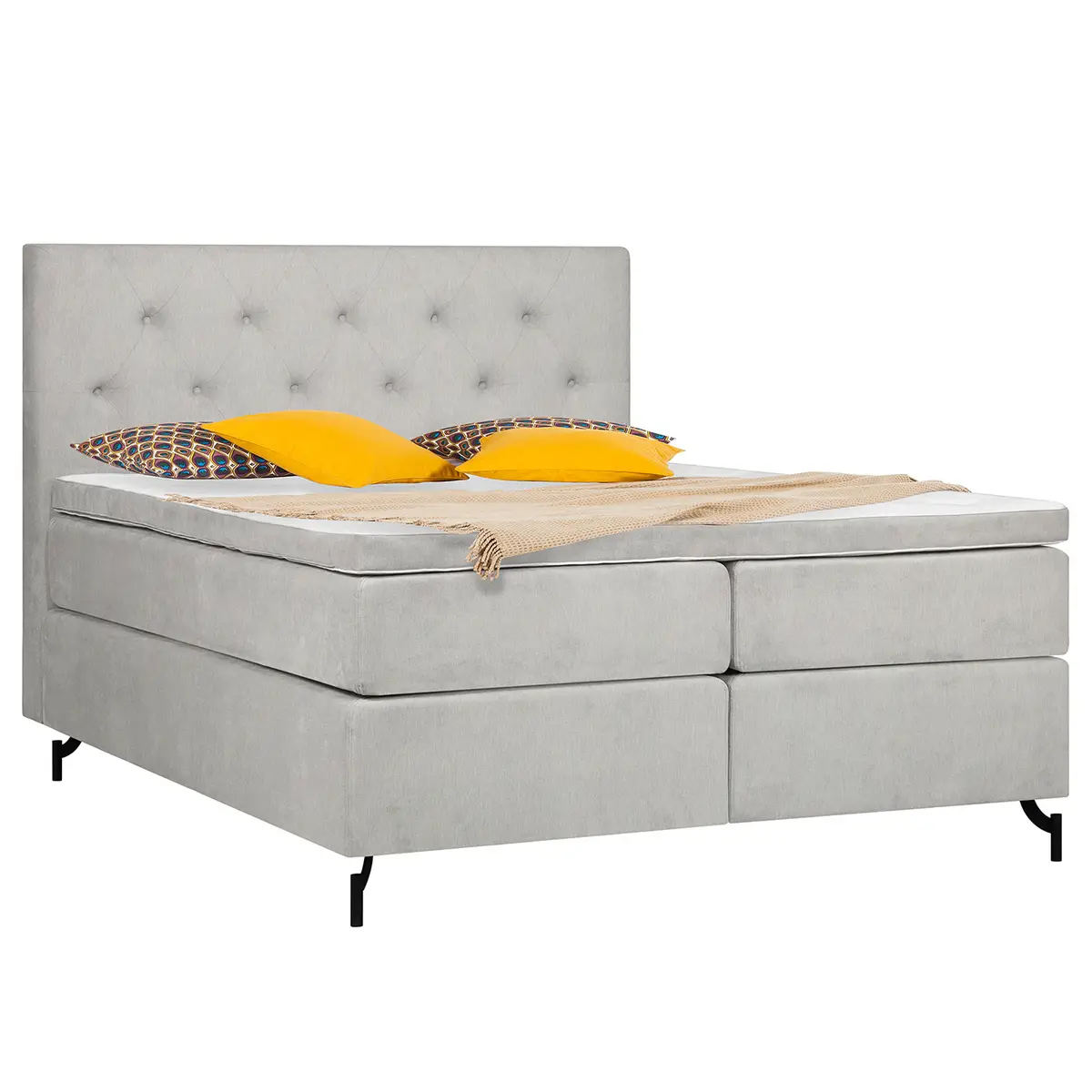 Boxspringbett Sari I 160 x 200cm Flachgewebe Oriella Grau | Grau