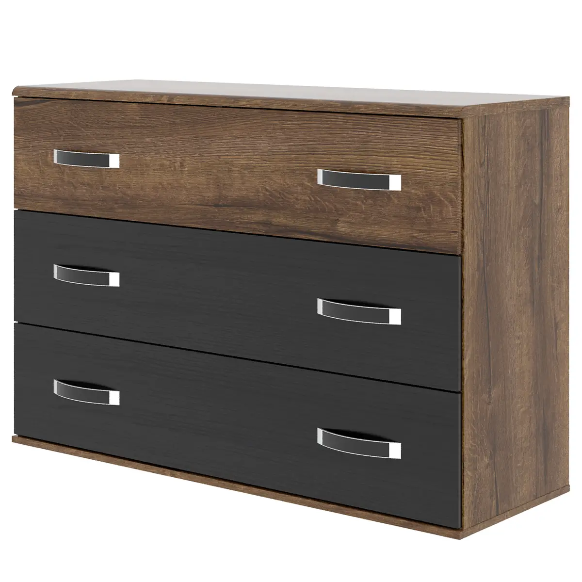 Sideboard Asperen 120cm Schwarz/Braun/Schlammeiche Dekor/Schwarzeiche