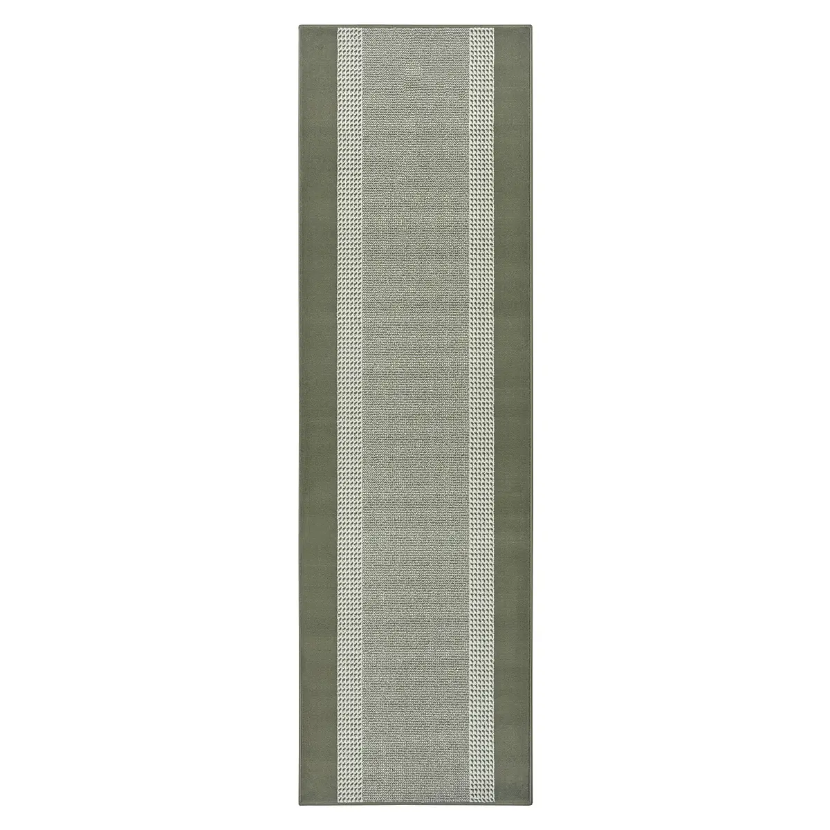 Kurzflorteppich Band Grün/Grün 200 x 290cm Webstoff | Grün