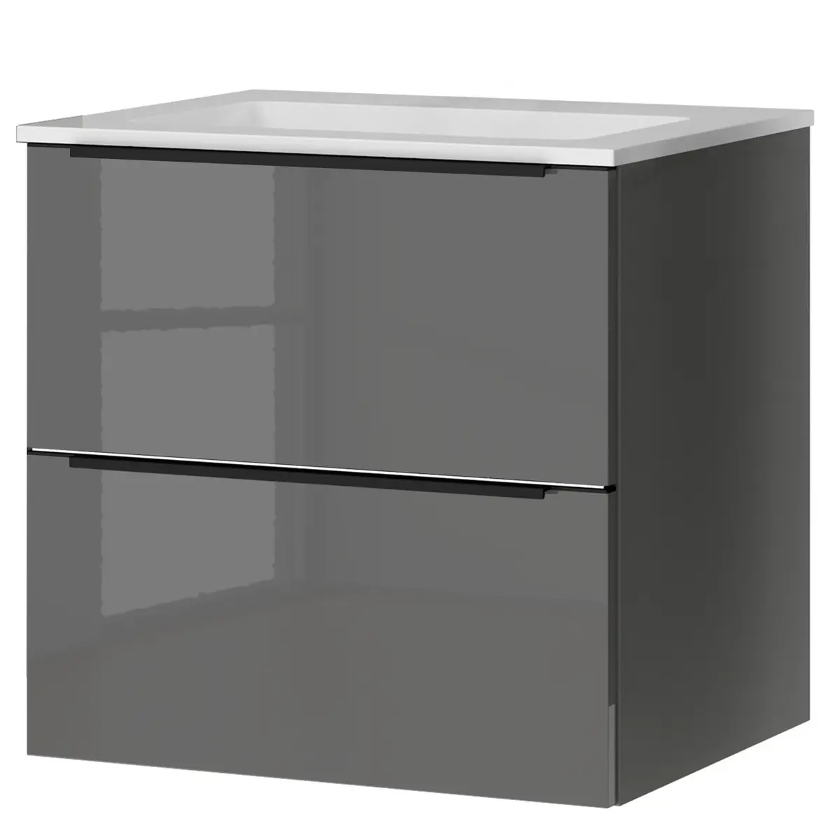 Waschtisch MYBA II 60cm Grau/Hochglanz Grau | Grau