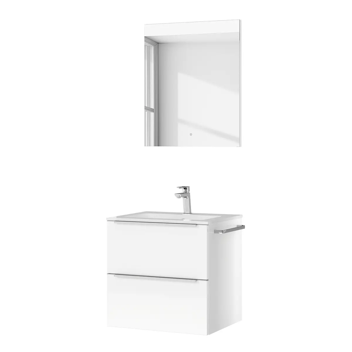 Badezimmerset MYBA I 2-teilig 60cm Weiß/Hochglanz Weiß | Weiß