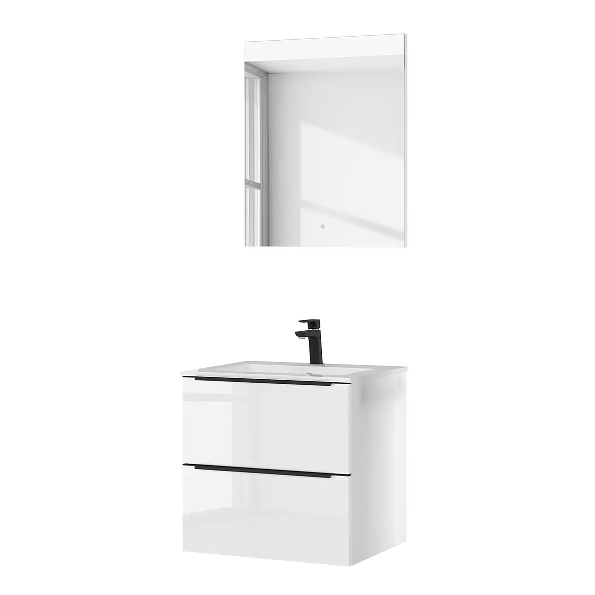 Badezimmerset MYBA II 2-teilig 60cm Weiß/Hochglanz Weiß | Weiß